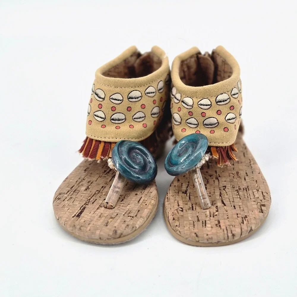 Disney Moana Costume Shoes Toddler Size 7/8 Princess Dress Up Sandals Zip EUC